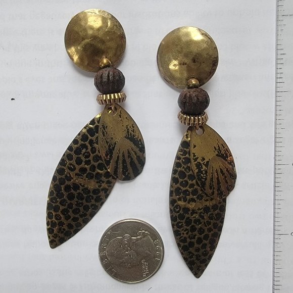 Brass Free People Statement Dangles - Picture 1 of 1